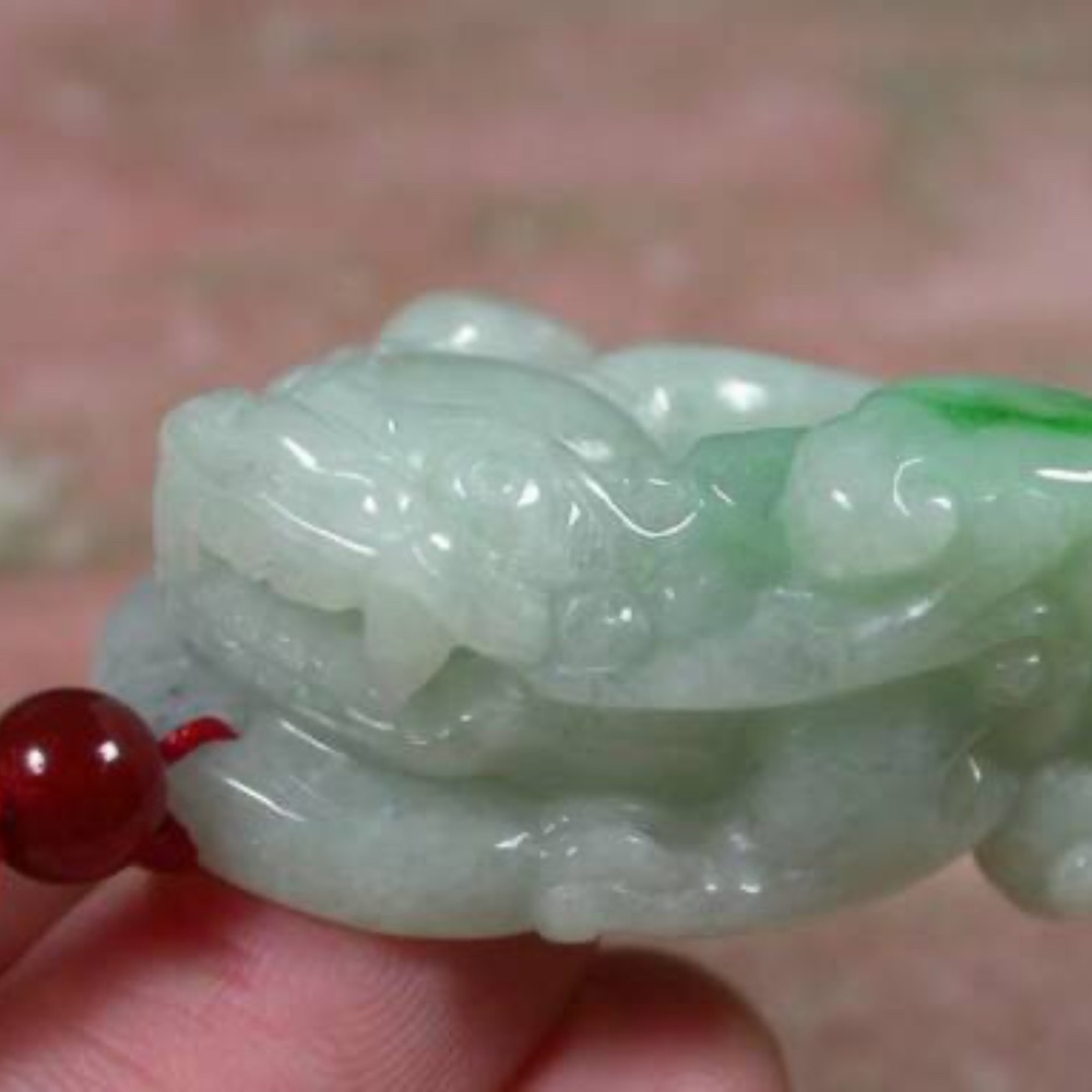 Certified Green Natural Burma A Jade Jadeite Dragon Pi Xiu Pendant Necklace View 4